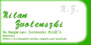 milan zvolenszki business card